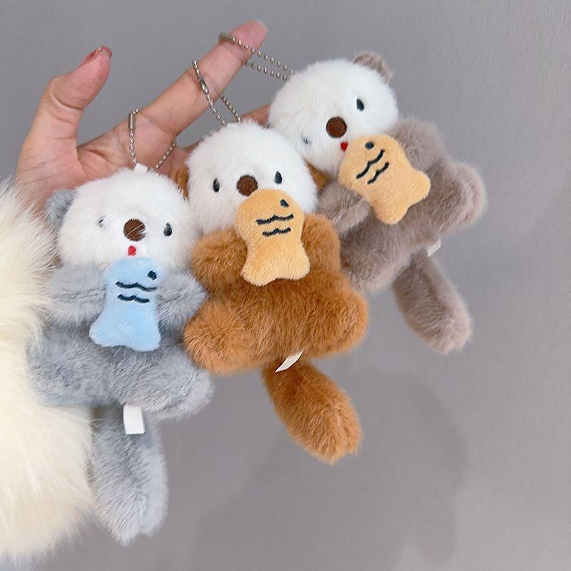 Otter Plush Toy With Short Pile Fabric And Lobster Clasp For Car And Bag Decor