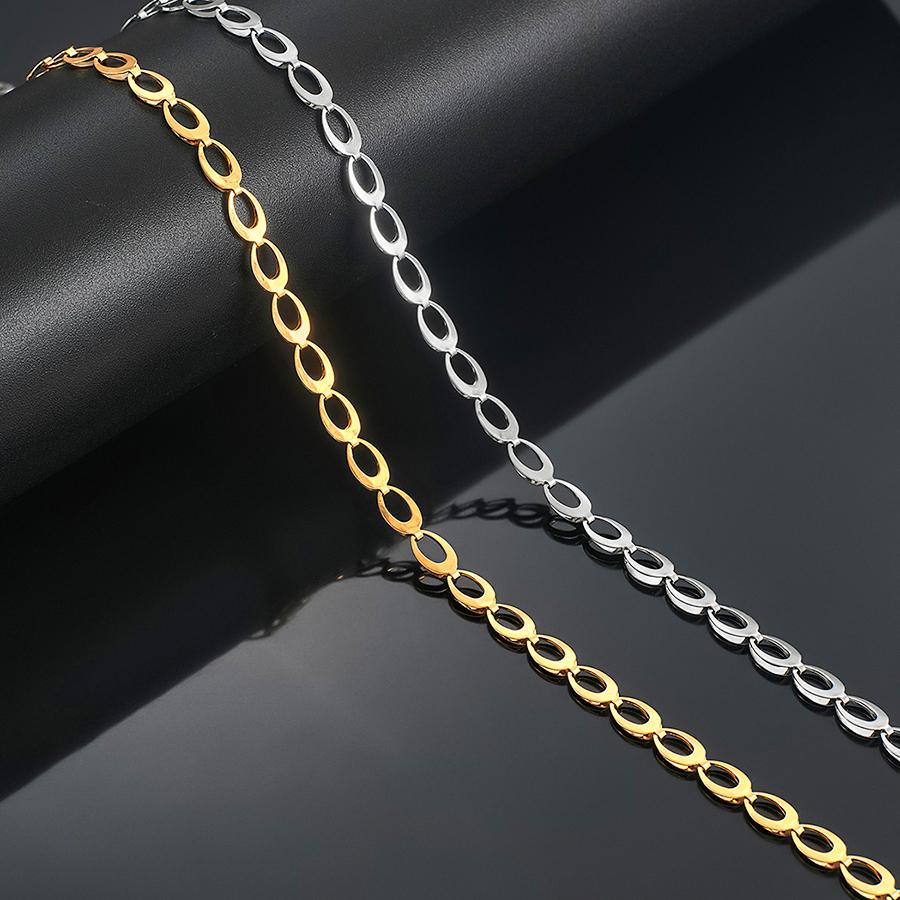 5mm Wide Stainless Steel Link Chain Rolo Long Necklace for Men Women Girl Jewelry Accessories DIY Gift Choker on Neck Collar