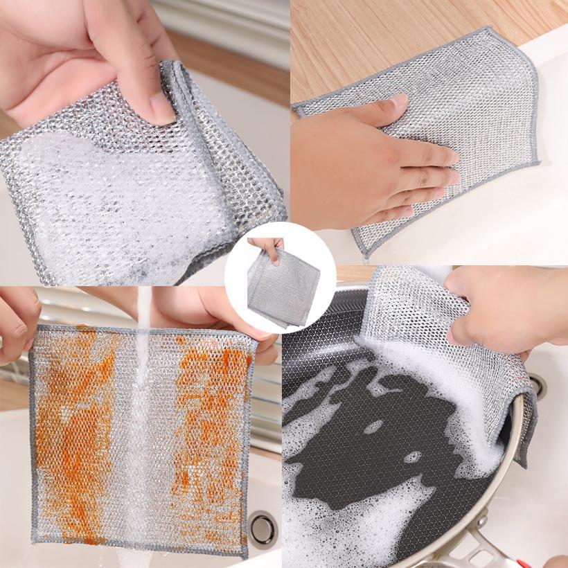 5/10/20Pcs Multifunctional Non-Scratch Wire Dishcloth, Wire Mesh Knit Cleaning Cloth, Wire Dishwashing Rags for Dishes Sinks Counters Machine Washable