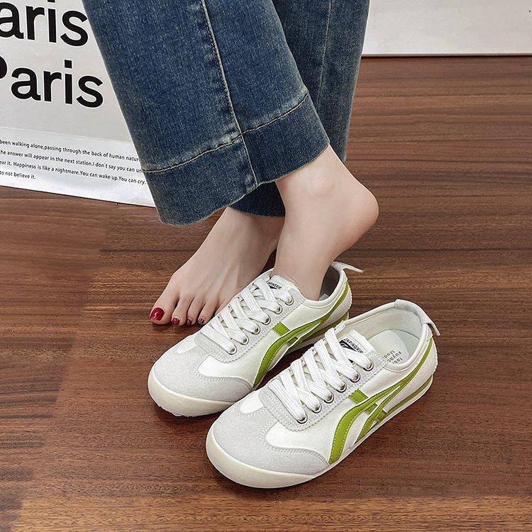 [Leather Thick Sole] 4.5cm Soft Collapse~ Heightening Silk Stepping Heel Jogging Forrest Gump Shoes Casual Shoes Women's Training Shoes