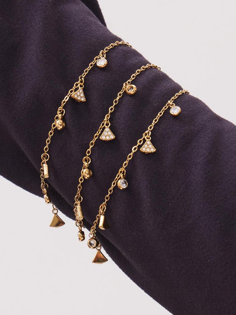 New Zirconia Hexagram Y-Layer Necklace & Bracelet Set - Stainless Steel Luxury European & American Fashion Jewelry