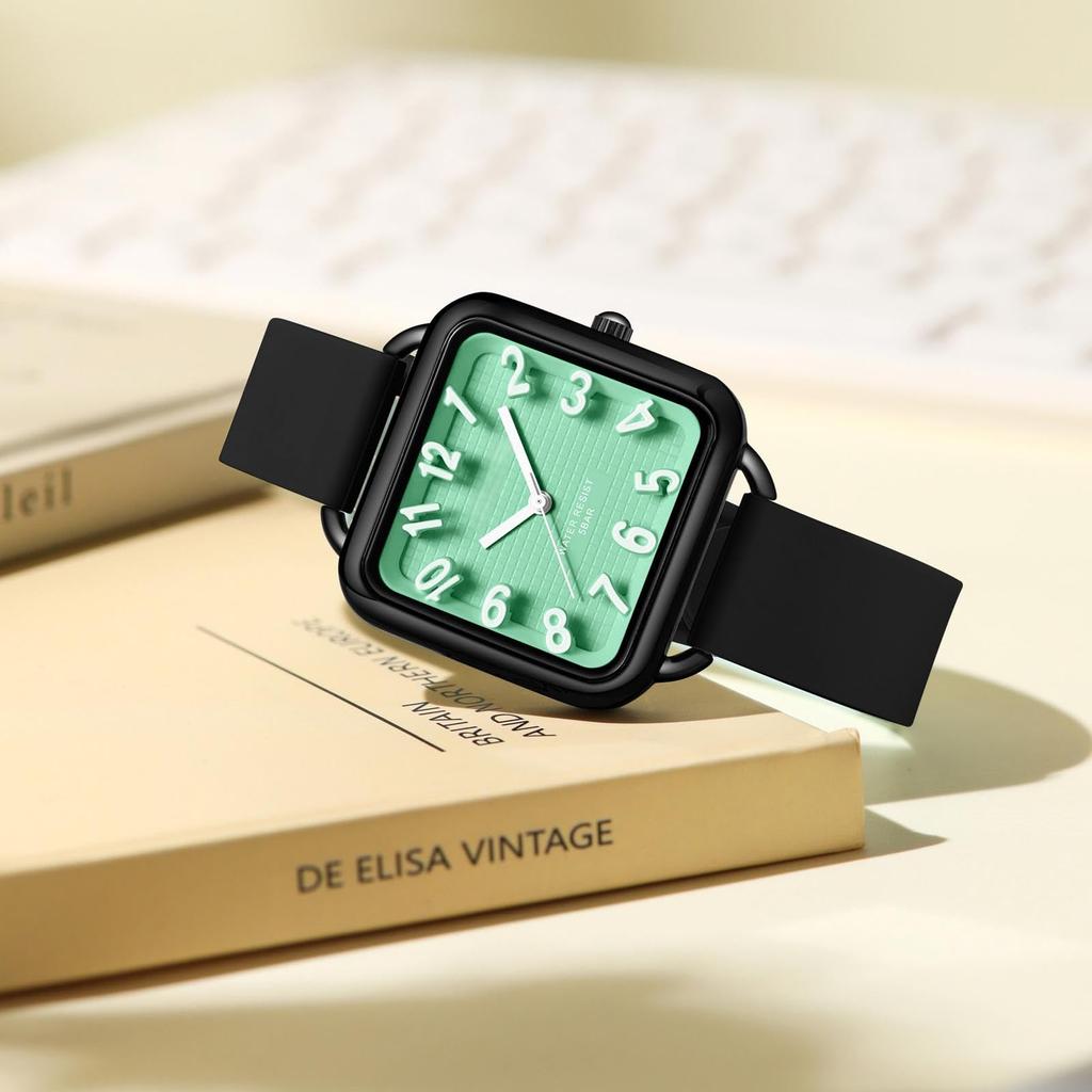 FindTime Watch for Men and Square Large Luminous 5ATM Water Silicone Suitable for Students Junior Gift Ideas Women, Unisex, Analog, Face, Screen,
