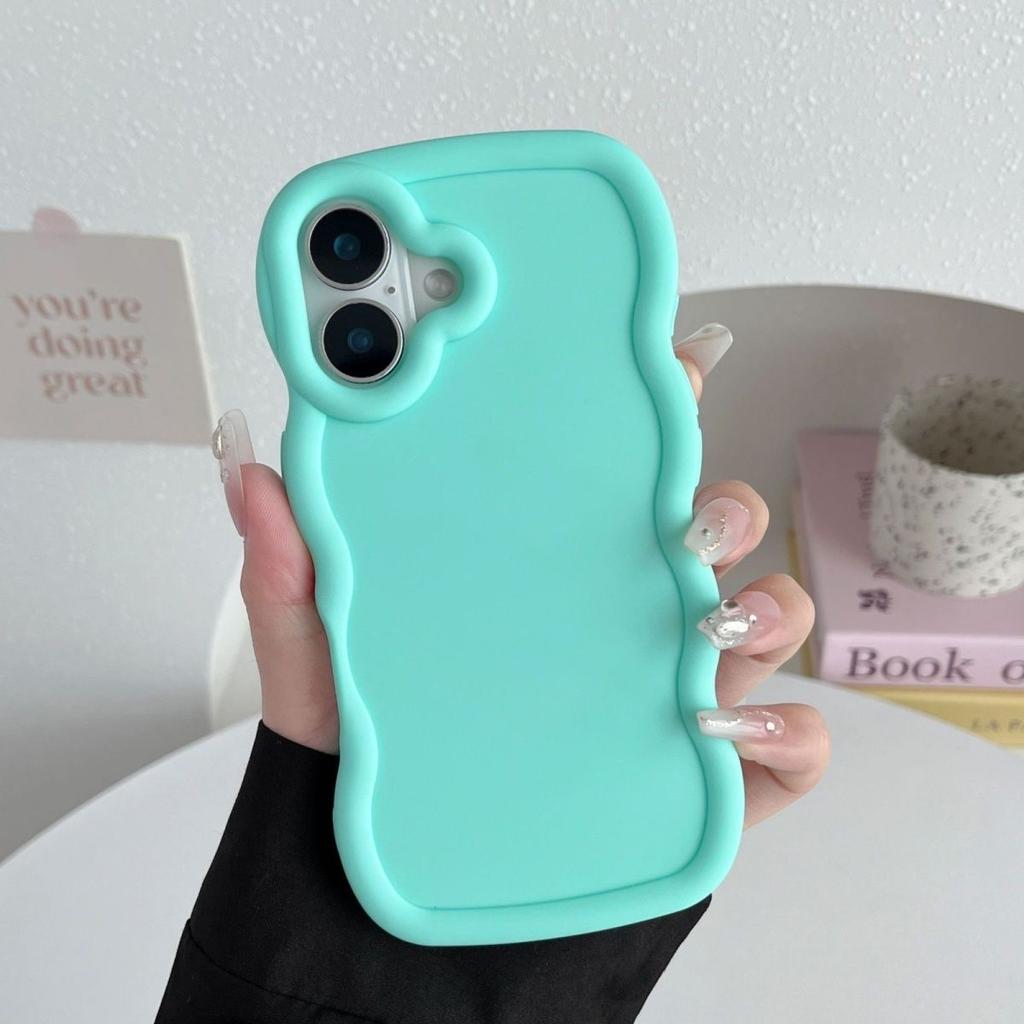 Applicable To Apple 17promax Mobile Phone Case Wave Macaron iPhone16/15/14/12/11 Simple DIY
