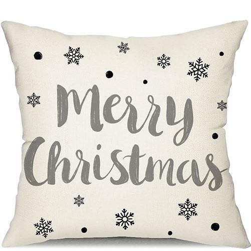 Gray Christmas Pillow Covers Merry Christmas Tree Believe Snowflake Winter Holiday Decor Cushion Cover for Home Couch 45X45