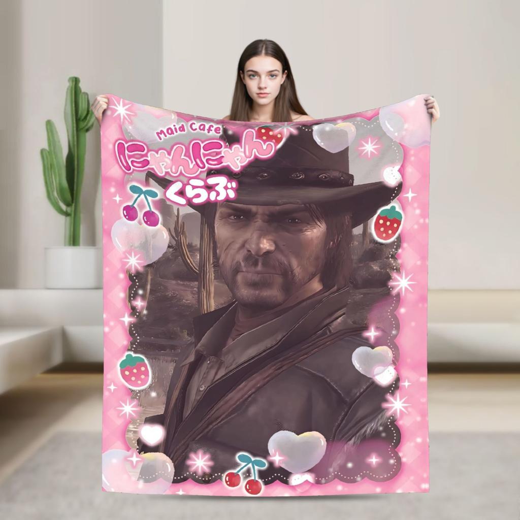 Arthur Morgan Angel Blanket  Travel Office Flannel Throw Blanket For Living Room Warm Soft Design Quality Bedspread Present