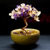 Handcrafted Yellow Citrine Money Tree Teacup Crystal Home Decor