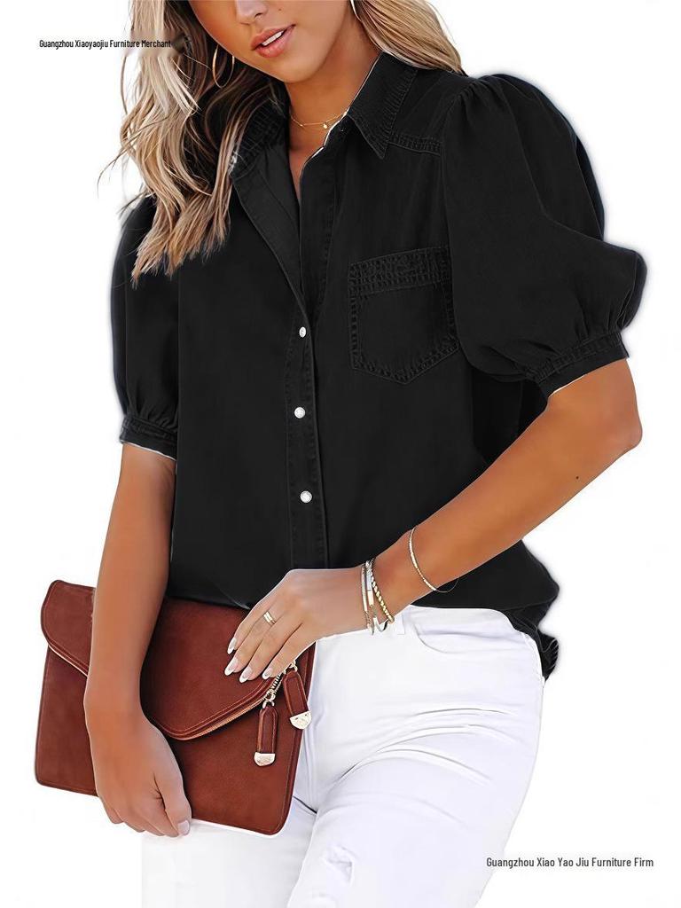 2026 Spring/Autumn European Style Multi-color Women's Imitation Denim Cardigan Shirt, Various Sizes