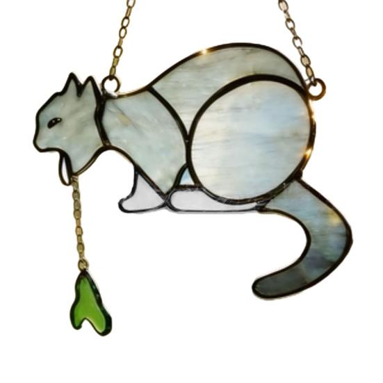 Vomiting Cat Sun Catcher for Windows Funny Vomiting Cat Sun Catcher Handmade Indoor Outdoor Hanging Decoration Gift for Cat Lovers