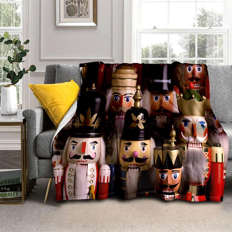 

Merry Christmas Cartoon The Nutcracker Doll Festival Gift Blanket,Soft Throw Blanket for Home Bedroom Bed Sofa Picnic Cover Kids 75x90cm