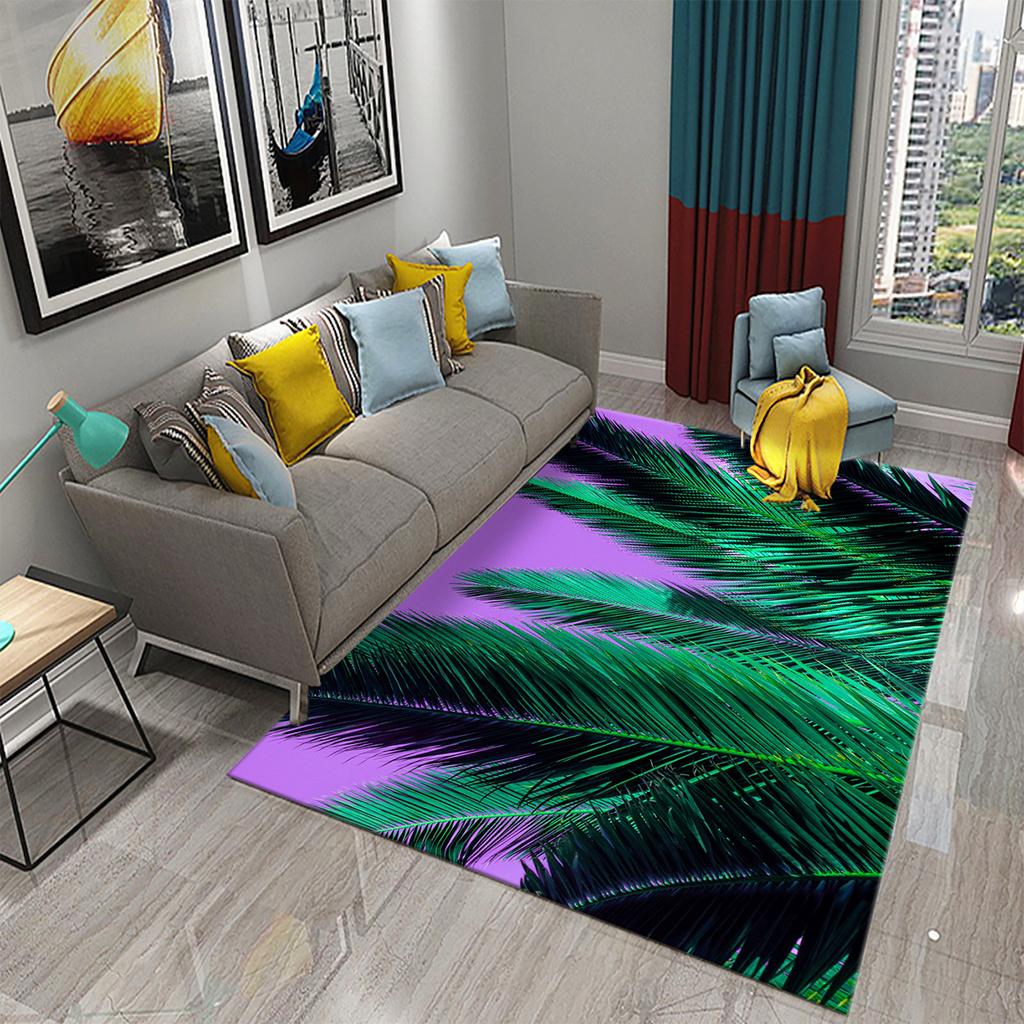 3D Palm Leaf Carpet Green Tropical Plants Rugs Kitchen Bathroom Anti-Slip Door Mats Carpet Living Room Bedroom Decor Floor Rugs