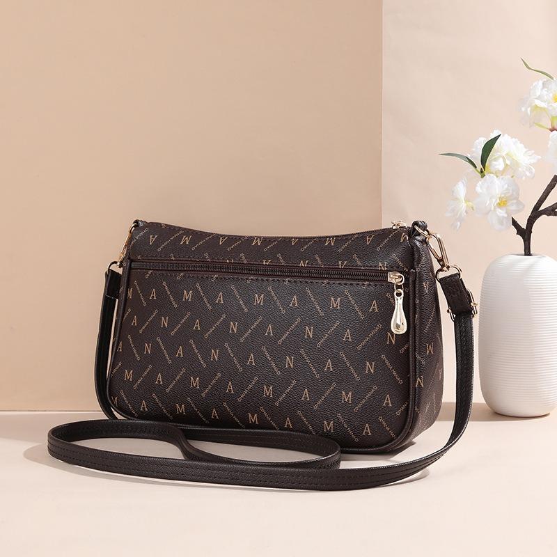 New bag multi-layer zipper oblique span bag large capacity versatile shoulder bag fashionable small square bag