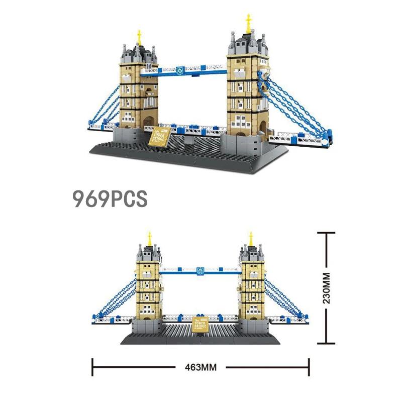 Creative Construction World Famous Modern Building Brick Architecture Model England London Tower Bridge Toys Collection for kid
