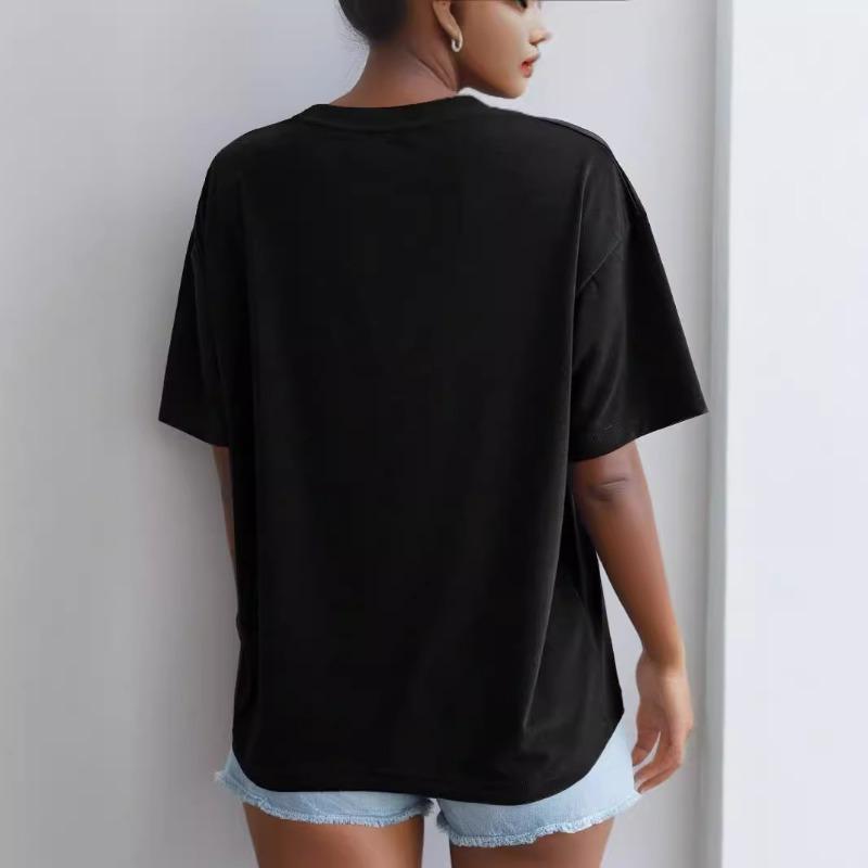 Summer Flag Printed Pure Cotton Short Sleeved Top Casual and Versatile Loose Round Neck Women's T-Shirts Women’s