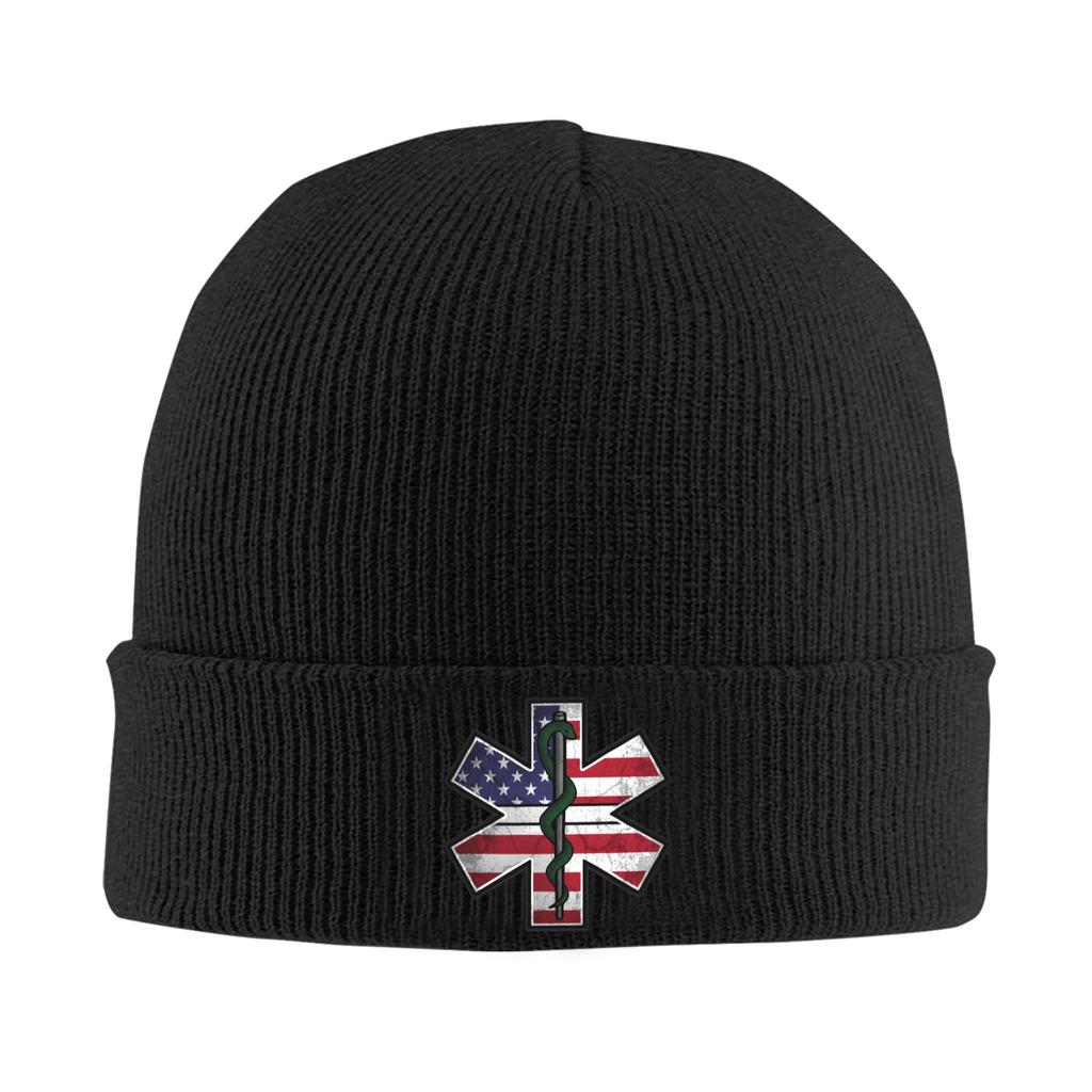 Emt Star Of Life Bonnet Hats  Fashion Knitted Hat For WoUnisex Unisex Autumn Winter Warm Emt Paramedic Medical Skullies Beanies Caps