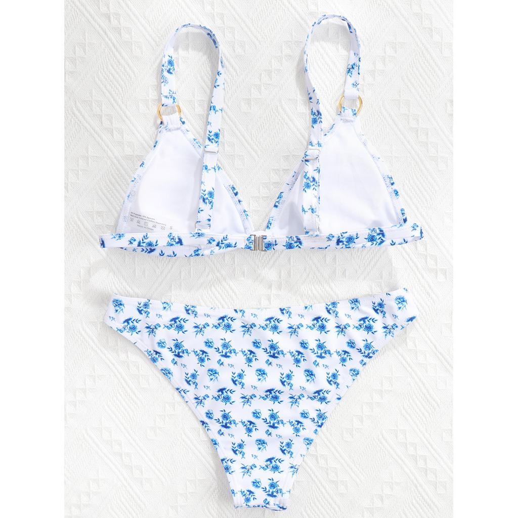 Triangle Bikini Set Plavky s květinovým potiskem Dámské plavky s nízkým pasem Dámské plavky Sexy plavky léto