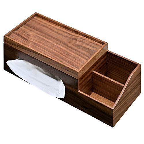 smart-i Walnut Veneer Tissue Case with Multi-Storage Top and Sides, Mokuren RF-18001-WN, 35 x 14 x 12.5 cm