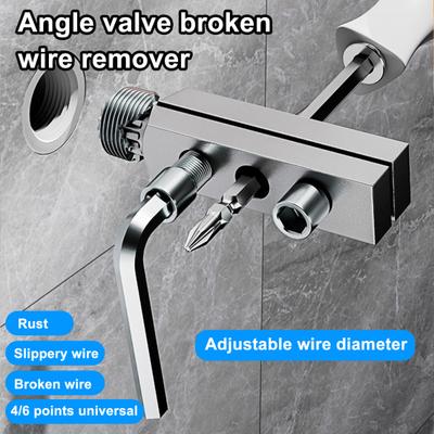 Broken Screw Extractor with Wrench Heavy Duty Metal Stripping Screws Remover Universal 1/2 3/4-Inch Faucet Angle Valve Wire Removal Tool