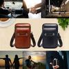 Ateng Mini Shoulder Bag with Smartphone Leather Belt Stylish Genuine Cowhide 5 Crossbody Style Men's Storage, Compact, Multifunctional, Outdoor,