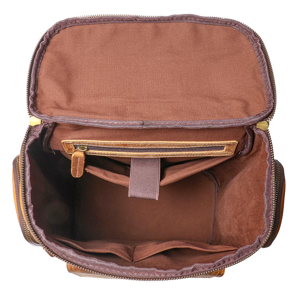 Mochila de Couro Crazy Horse Vintage Bolsa de Viagem de Couro para Exterior Grande Capacidade Mochila de Couro de Vaca para Homens