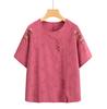 Summer Set for Middle-Aged Women Short Sleeve Pure Cotton Mom T-Shirt plus Size Grandma Clot