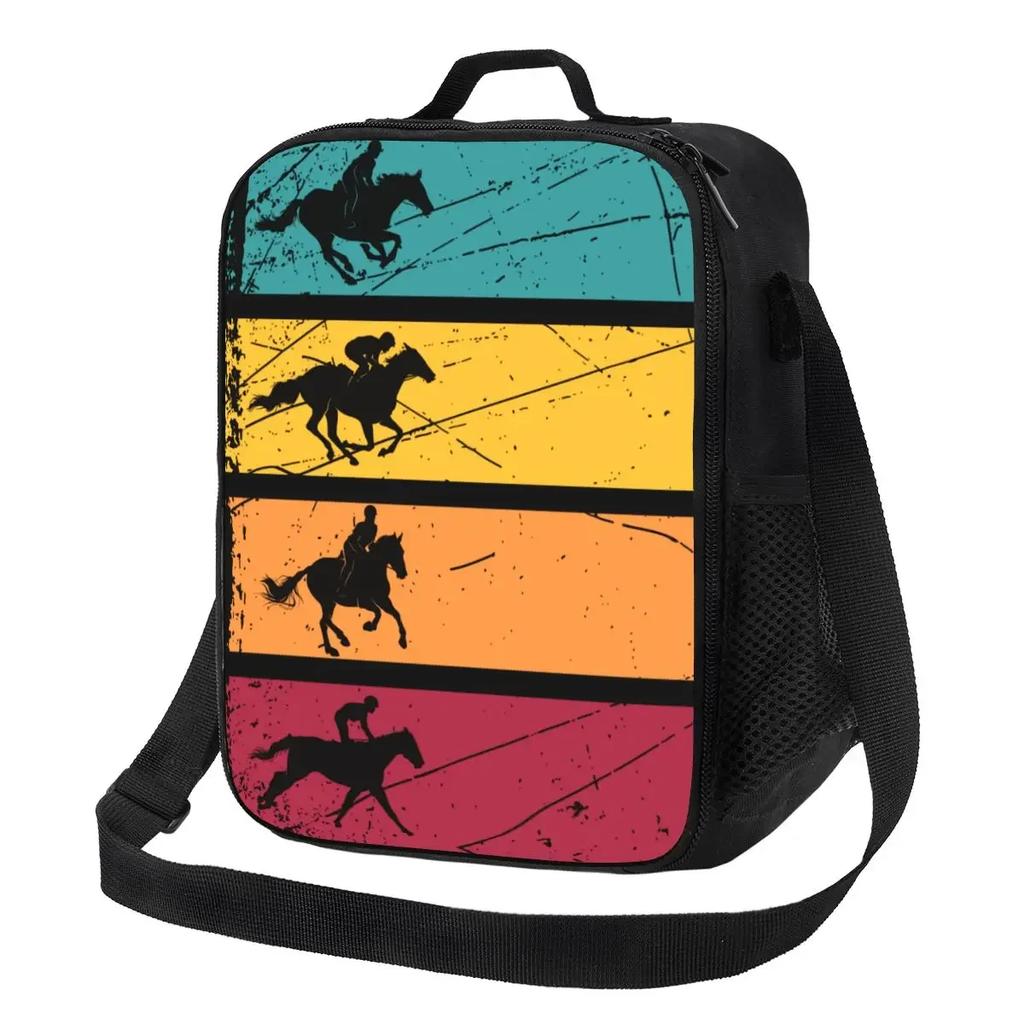 Custom Show Jumping Horse Lunch Bag Men Women Cooler Thermal Insulated Lunch Boxes for Adult Office