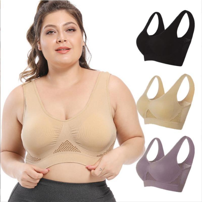 Plus Size Sömlös BH med Kuddar Komfort BH Push Up Bralette Damväst Trådlös BH Stopp Sexiga BH Underkläder