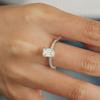 S925 Sterling Silver Rectangular Cut Engagement Ring - 1/2/3 Carat D Color VVS Moissanite Half Eternity Band Jewelry for Women