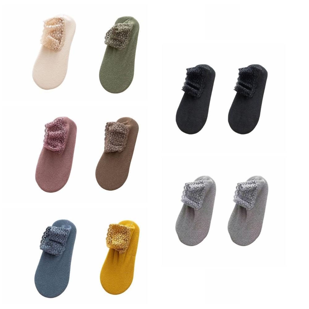 10Pairs Thicken Lace Socks Solid Color Home Slippers Fashion Winter Floor Shoes  Student