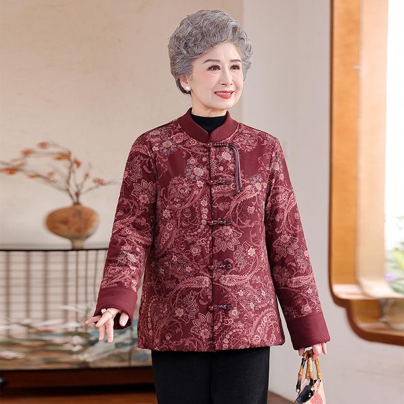 New Style Winter Cotton Jacket for Elderly Women - Warm, Thickened Chinese-Style Coat