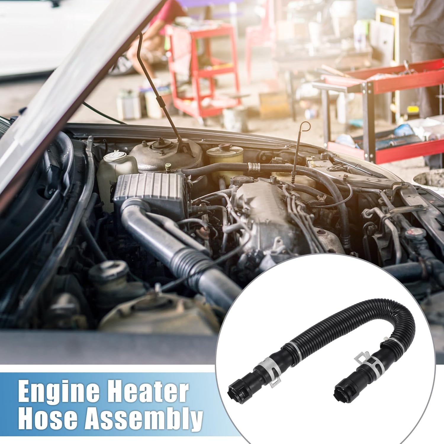 Engine Heater Hose Assembly No.4L3Z18472BB HVAC Heater Outlet Pipe for Ford F-150 2004-2008 for Lincoln Mark LT 2006-2008 Rubber Black