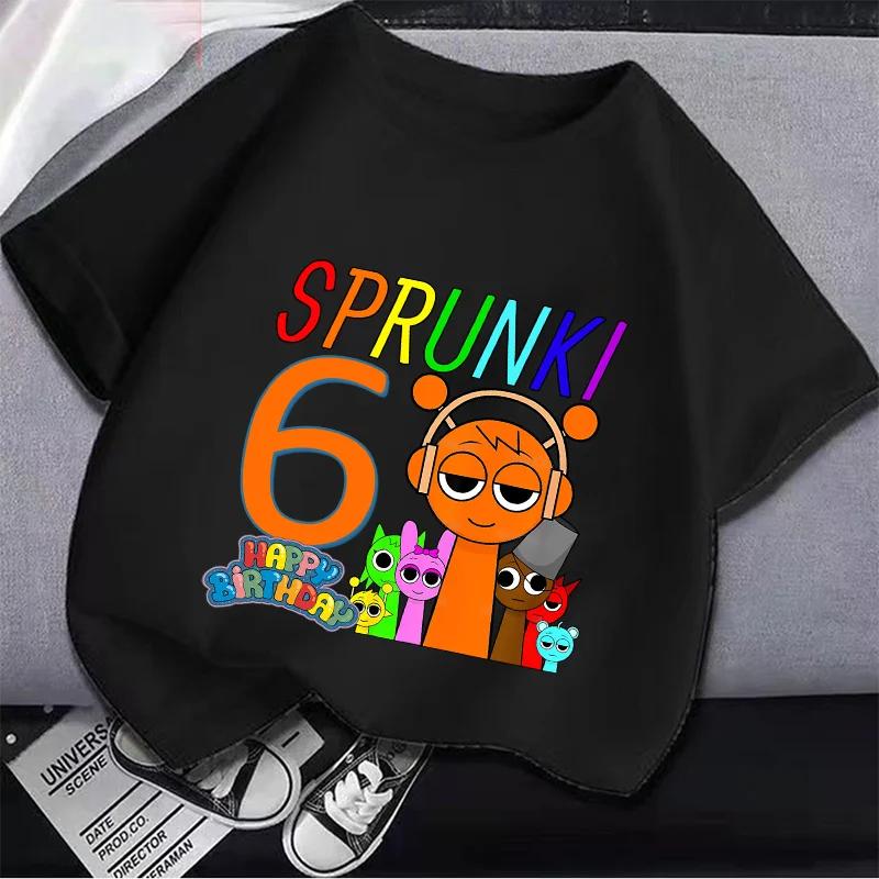 Sprunki Camiseta de Cumpleaños para Niños Niñas de 1 a 9 Años Incredibox Algodón Ropa para Niños Lindo Dibujo Animado Juego Estampado Gráfico Tops Regalo para Fiesta