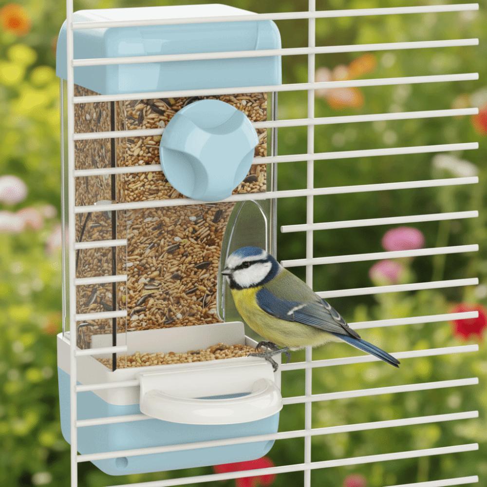 Anti-Spill Automatic Bird Feeder Husk Separation Bird Food Dispenser  for Bird Cage