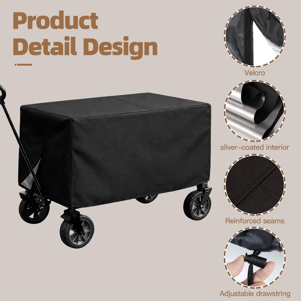 Waterproof Wagon Protective Cover Rectangle Folding Cart Cover Portable Trolley Cover Fishing