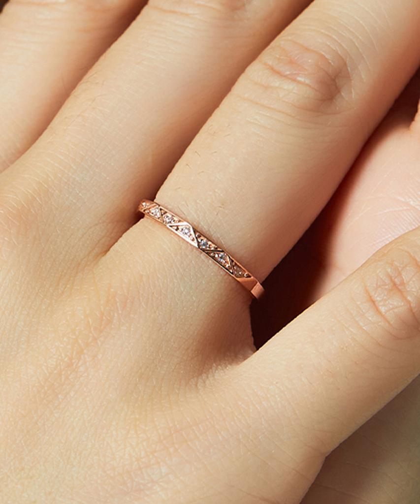 Helene Jewelry 14K 18K Sibione Cubic Line Miss Ring Gold Ring