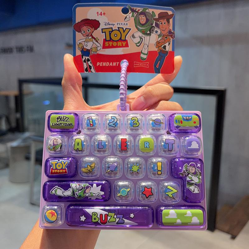 26 Keyboard Keychain Toy Stories Pendant Hanging Ornament For Bag Charms Party Gift For Fans Clicker Fidget Keyboard Keychain