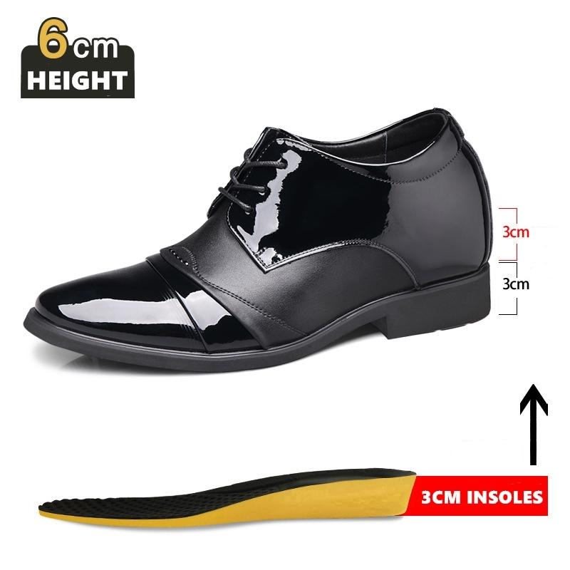 Módní Nové Pánské Derby Boty 6/8cm Lakované Zvýšení Výšky Pánské Společenské Boty Formální Elevator Business Boty Lesklý Svršek