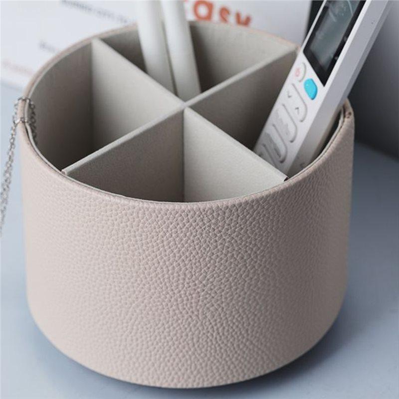 ABKY-Bathroom Organizer Leather Make Up Brush Sundry Storage Box Pen Holder Lipstick Holder Perfume Stand Jewelry Box