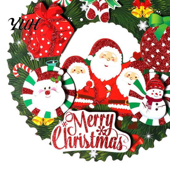 Christmas Wreath Ornaments 3D Pendant with Hanging Rope, Cartoon Garland Ornaments, Tree Decor Lightweight Paper for Holiday Party Home And
