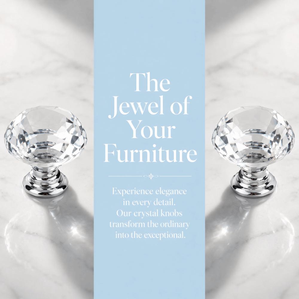 10pcs Flat-top Cabinet Knobs Silver-Transparent Cabinet Door Handles Glass Drawer Pulls Closets