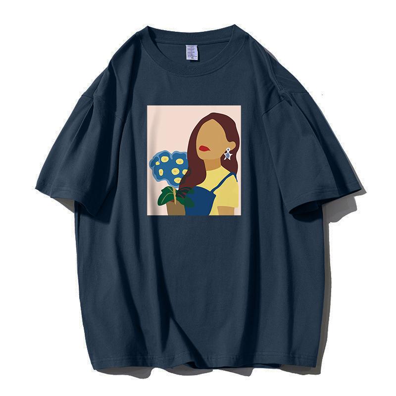 Shellsuning Oversized 100% bavlněné tričko Harajuku pro ženy Letní móda Jednoduchý krátký rukáv Měkká trička Dámské základní gotické topy