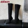 Mode Winter Herbst Mode Slipper Damen Kniehohe Stiefel mit dünnen Absätzen Schuhe Damen Moderne lange Stiefel Weibliche Pumps Schuhe