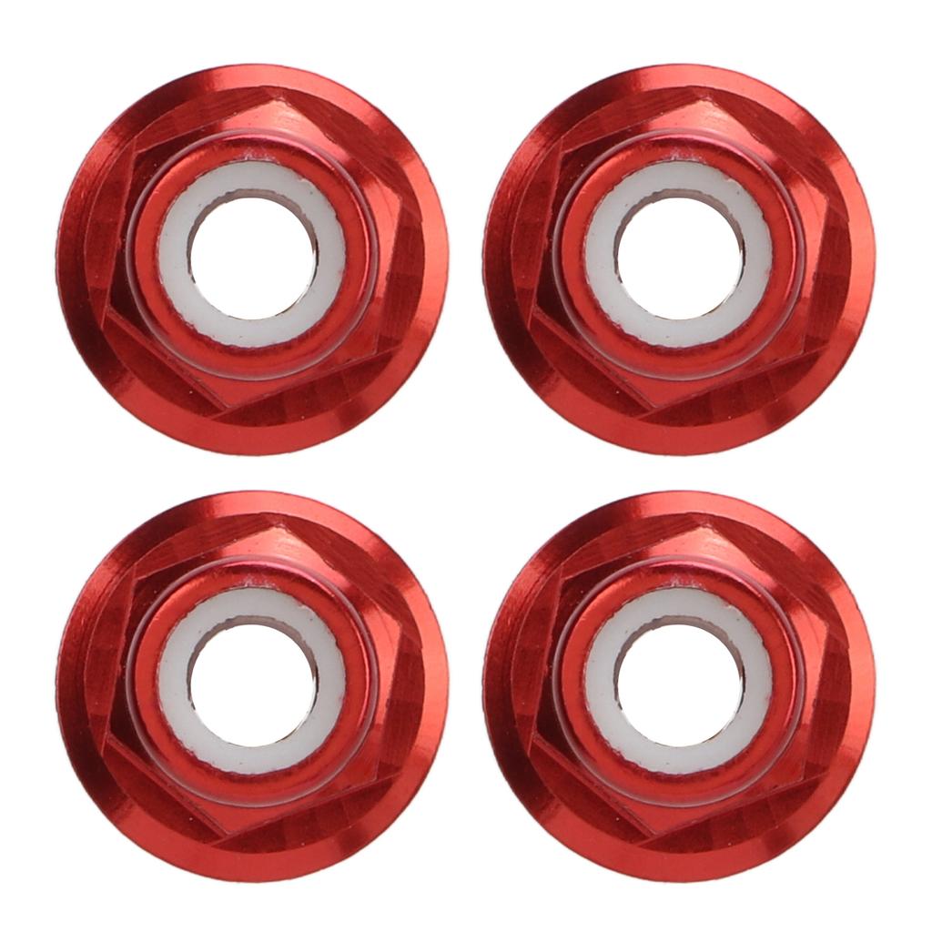 4Pcs RC Car Nuts M4 Aluminum Alloy 4mm Inner Diameter RC Car Accessory for 1   10 Remote Control VehicleRed