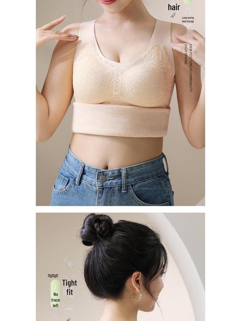 German Velvet Self-Heating Thermal Vest with Chest Pad - Silk Cashmere, Double-Sided, Thickened for Warmth