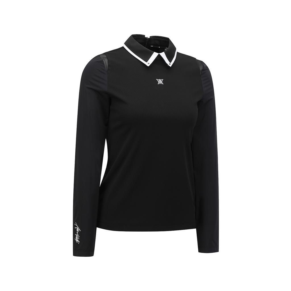 ANEW GOLF Women Mesh Hybrid Long T-Shirt_Bk
