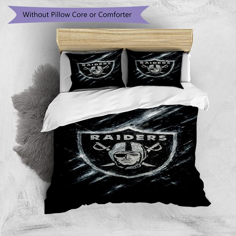 Raiders Football Legacy Printed Pattern Duvet Cover Set – includes 1 duvet cover and 2 matching pillowcases Bedroom decor Christmas gifts
