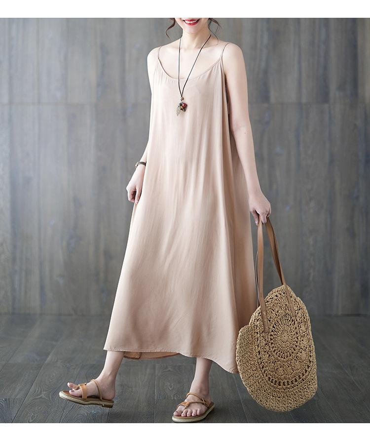 

2025 лето новый нижний жилет с подтяжками юбка женская ретро свободная внутренняя часть с однотонным маленьким платьем с подтяжками average size хаки