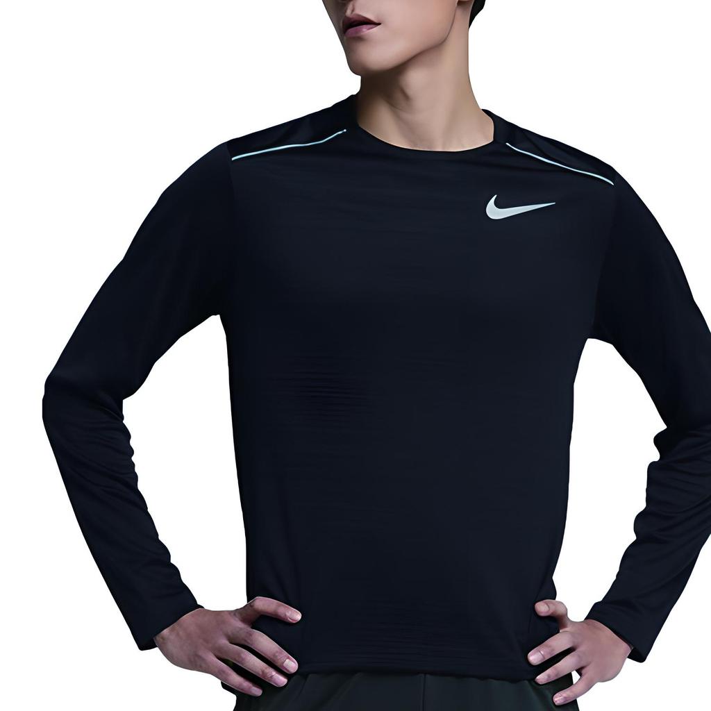 Nike Dri-Fit Long Sleeve Running Quick-Dry Fitness Shirt Men Tops Black AJ7569-010