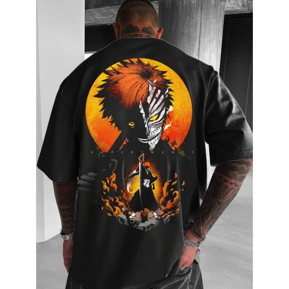 Men's fashion anime printed short sleeved T-shirt