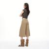 Trendy Summer Vintage Khaki Draped Loose Casual Cropped Capri Pants For Women Versatile Loose Straight Slimming Daily Bottoms
