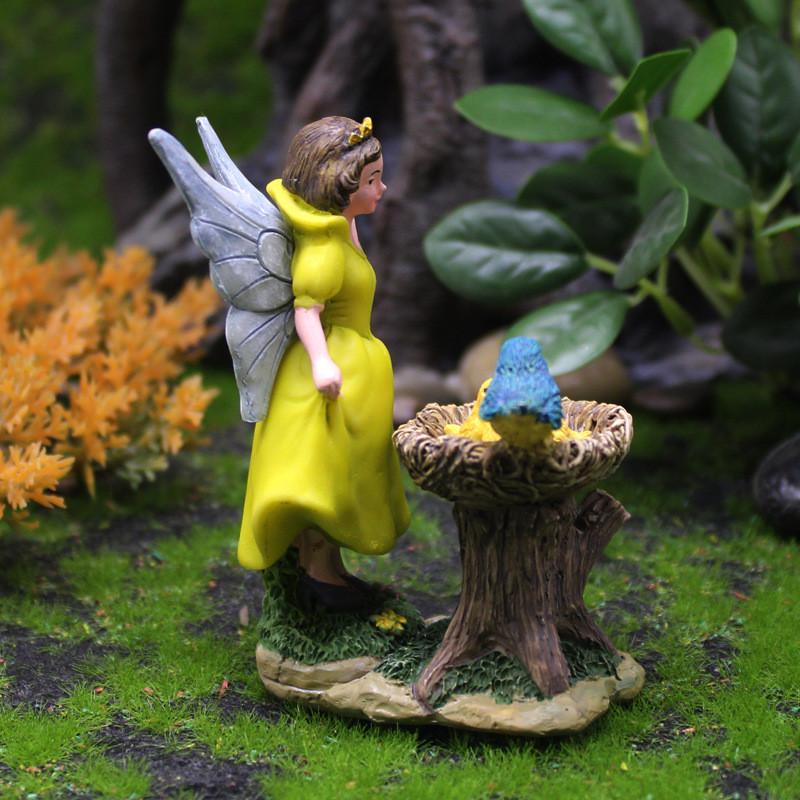 Resin Fairy Flower Ornament With Bird And Floral Details For Events Gifts